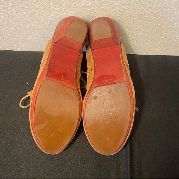 Latigo Cactus Tan Leather Wood Heel Slingback Lace Up Anthropologie 8 - Picture 6 of 6